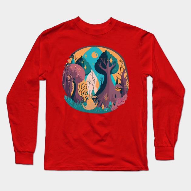 enchanted forest illustration Long Sleeve T-Shirt by goingplaces